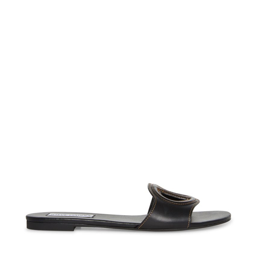 Sandalias de Diapositivas Steve Madden Kylah Cuero Mujer Negras | ES YD46S1